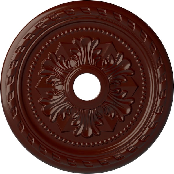 Ekena Millwork Palmetto Ceiling Medallion (Canopies up to 3 5/8"), 23 5/8"OD x 3 5/8"ID x 1 5/8"P, Brushed Mahogany CM23PMBMF - main